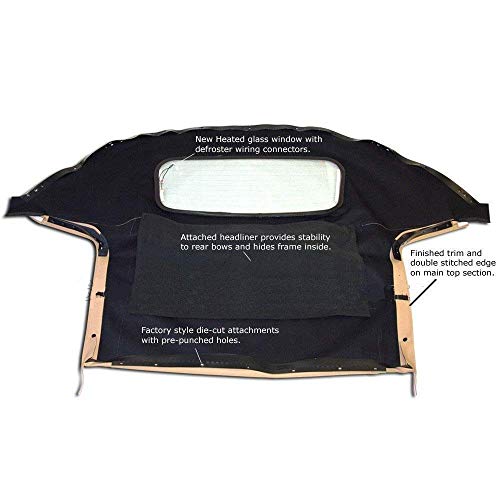 Mazda Miata Convertible Top 1990-2005 One-Piece Non-Zippered Heated Glass Window in Cabrio Vinyl (Light Tan)