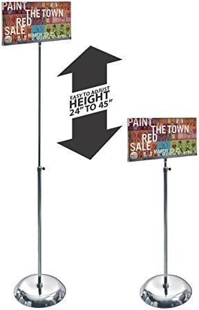 Clear Acrylic Pedestal Sign Holder Stand w/ Adjustable Metal Pole (11"W x 7"H)