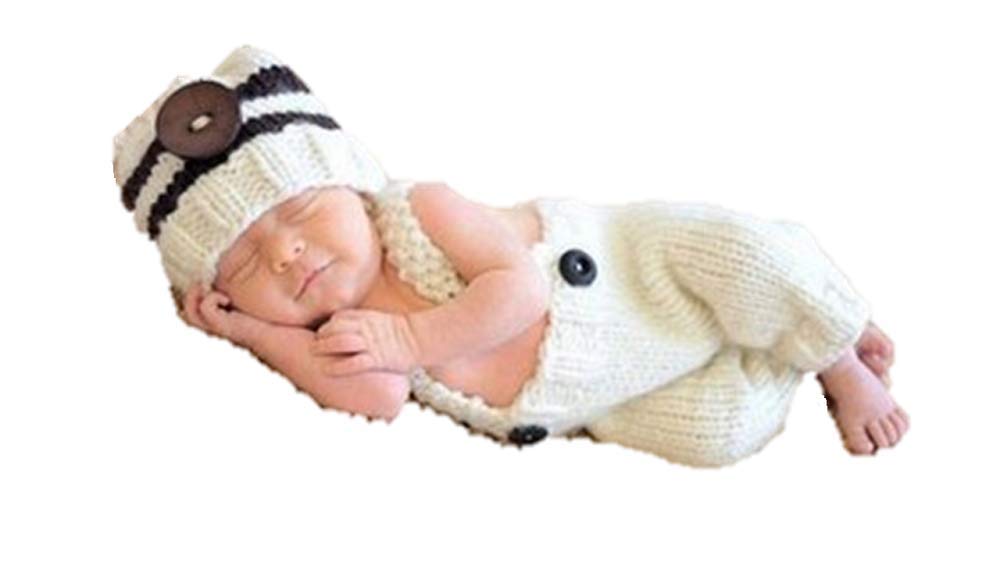 MATISSA Newborn Baby Crochet Knit Costume Photography Prop Hats and Outfits Mr Button