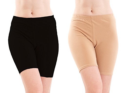 fashion line black and skin women's cycling shorts (pack of 2)