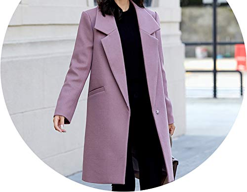 Wool Women Long Elegant Coats Solid Warm Chic Female Blends Simple All-Match Females Woolen Outwear,red1,L