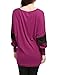 Allegra K Women's Color Block Batwing Sleeves Loose Tunic Top L Purple
