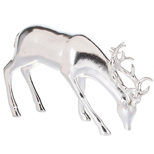 Standing silvertone deer 7 x 12 inch resin christmas ta…