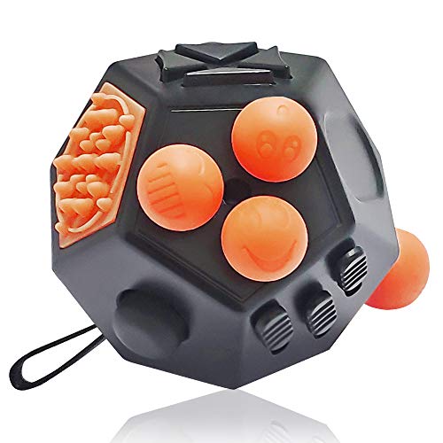Vcostore 12 Sided Fidget Cube Dodecagon Fidget Toy Decompression For Add Adhd Autism Kids And Adults Black Orange Pricepulse