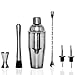 Cocktail Shaker Set by Barmade Supply - 24 Oz stainless steel shaker with built-in strainer, Mixing spoon, Muddler, Double jigger, 2 Liquor pourers - Professional bar accessories kit - Unique gift set