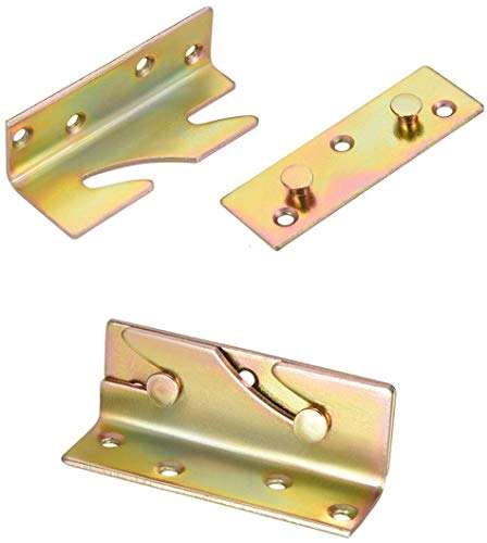 WOWOSS 4 Set Bed Rail Bracket, Heavy Duty Non-Mortise Bed Rail Fittings Wooden Bed Frame Hardware with Screws for Headboards Footboards - Thumbnail 2