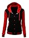 Women's Stylish Fabric Hoodie Baseball Jacket Overcoat BLACKRED Size M