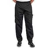 KNG Black Baggy Cargo Chef Pants for Men and Women – Drawstring Waist