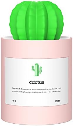 NEW BSK 280ml Cute Scented Oil Diffusers, Pink Cactus Humidifiers, USB Portable Air Diffuser Purifier Atomizer Essential Oil Diffuser for Bedroom, Baby Room, Home, Yoga, Office, Spa, Coffee Bar