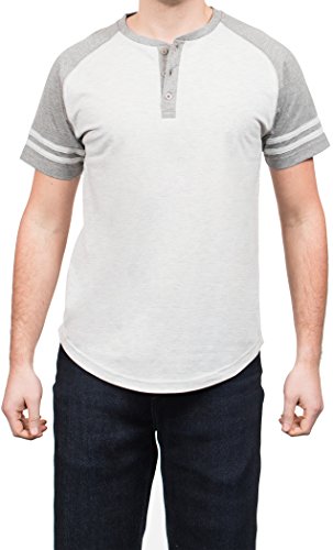 Mtl men s ss colorblock raglan henley xl wht/gry