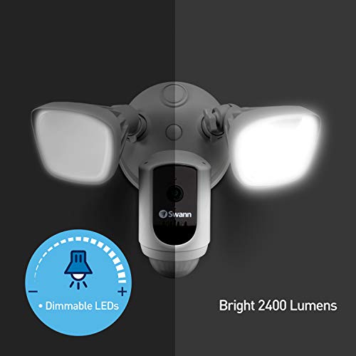 Swann WiFi Floodlight Security Camera Dimmable Motion Lighting, True