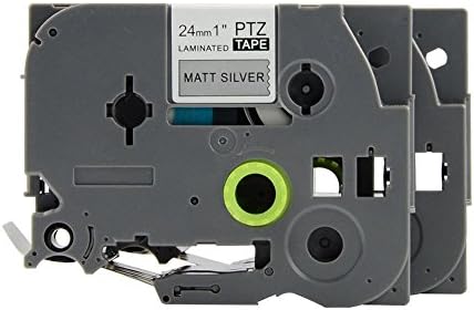 P PUTY 2-Pack 36mm 3/2" Compatible Laminated Label Tape TZ TZe-M961 TZe M961 Black on Matt Silver Cartridge Cassette Ribbon for Brother P-Touch Printer Label Maker PT-9600 PT-D800W PT-P950W 8m