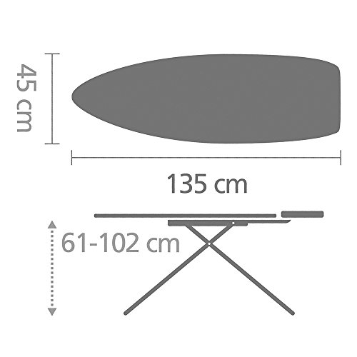 Brabantia Size D Ironing Board (53 x 18in) Heat Resistant Parking Zone, Black Frame, Non-Slip Feet, Suitable for Sit Down Ironing (Titan Oval)