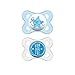 MAM Original Baby Pacifier, Nipple Shape Helps Promote Healthy Oral Development, Sterilizer Case, 2 Pack, 0-6 Months, Attitude/Boy