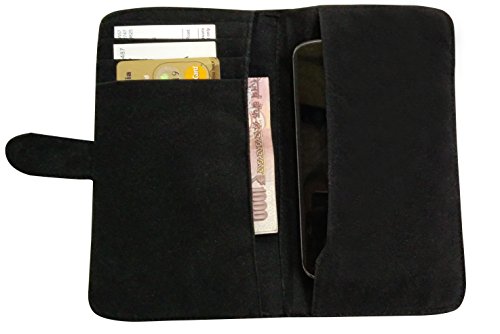 Snoogg Wallet Tasche Flip Case Sleeve Folio Book Cover mit Kreditkarte Slots, Cash Tasche, Ständer, Magnetverschluss, Schwarz für LG G4