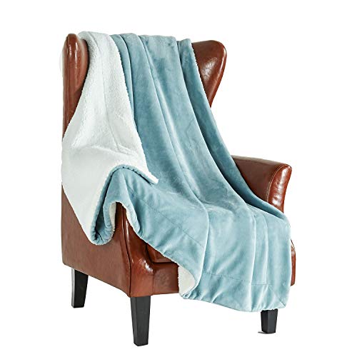 MERRYLIFE Decorative Sherpa Throw Blanket Ultra-Plush Comfort | Soft, Colorful | Home, Couch, Outdoor, Travel Use (60" 70",Blue