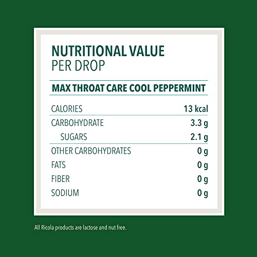 Ricola Max Throat Care Cool Peppermint Large Bags Cough Suppressant Drops Dual Action Liquid