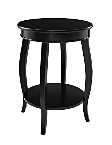 Powell Furniture Round Table with Shelf, Black