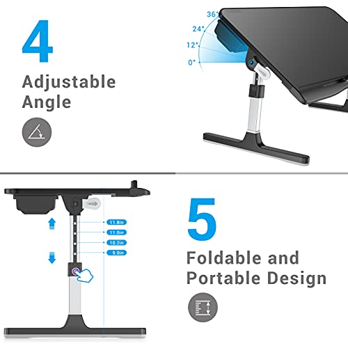 COKWEL Laptop Bed Tray Desk, PVC Leather Portable Breakfast Table