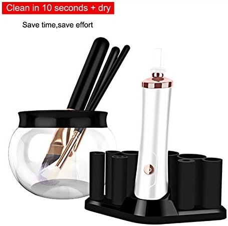 Electric Automatic Makeup Brush Cleaner and Dryer Machine, MATIXING Completely Clean in Seconds and Dry in 360 Rotation with 8 Flexible brush collars, Available for all size of the Cosmetic Brushes