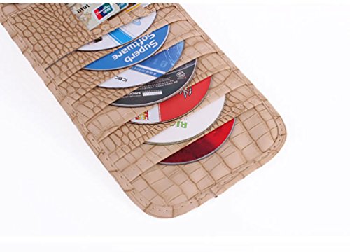 RuYa Leather Car Sun Visor Organizer CD/DVD Travel Holder Bag Cards Wallet Pocket Pen Phone Storage Holder for Auto Truck SUV Business Trip