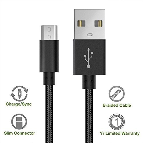 SunCable Short Micro USB Cable, [3Pack 12 Inch/30CM] Nylon Braided High Speed [Fast Charger] Android Charger Cables for Galaxy S7/S6/S5,Note 5/4/3,HTC,LG,Nexus Sony and more (3pc Black)