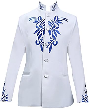 Rosa Renata Men's Groomsmen Wedding Vintage Party Stand Collar Coat Jacket