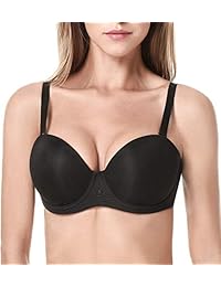 Mirry Sujetador sin tirantes para mujer, talla grande, color rojo, alfombra de cobertura completa