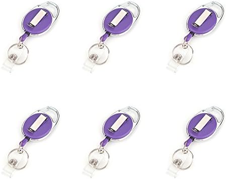 Officeship 6PCS/Pack Carabiner Badge Holder Reels With Back Splint-Opaque Purple