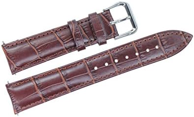 28mm Men's Brown Wide Leather Watch Band Replacement for Big Mid-Range Watches Padded