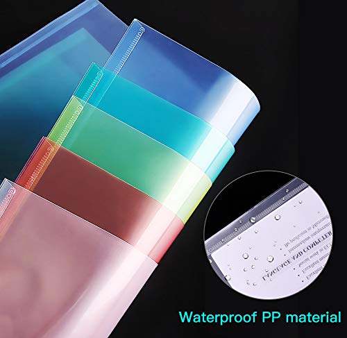 Set of 18 Document Folder Plastic Envelopes with Snap Button Transparent Poly Envelops Waterproof Project Envelope Folder, US Letter/A4 Size-6 Colors for School,Home,Office Organization