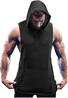 COOFANDY Men's Workout Hooded Tank Tops Bodybuilding Muscle Cut Off T Shirt Sleeveless Gym Hoodies Blue