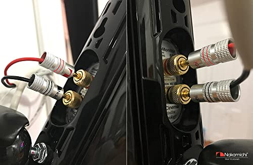Nakamichi Excel Series 24k Gold Plated Banana Plug 12 AWG - 18 AWG Gauge Size 4mm for Speakers Amplifier Hi-Fi AV Receiver Stereo Home Theatre Radio Audio Wire Cable Screw Connector 8 Pcs (4-Pairs)