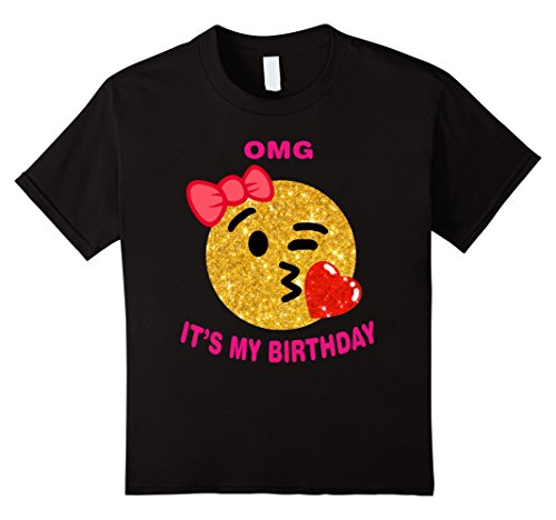 Kids It's My Birthday Emoji Pink Shirt 8 Black