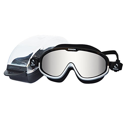 image for Rerii Large Frame Swim Goggles, Adjustable, Colored Mirrored Lenses, F