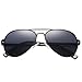 Pro Acme Small Polarized Aviator Sunglasses for Adult Small Face and Junior,52mm (Black Frame/Black Lens)