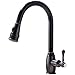 VAPSINT Brilliant Oil Rubbed Bronze Single Hole Single Lever Swivel Mixer Pull Down Kitchen Faucet, Pull Out Sprayer Kitchen Sink Faucets