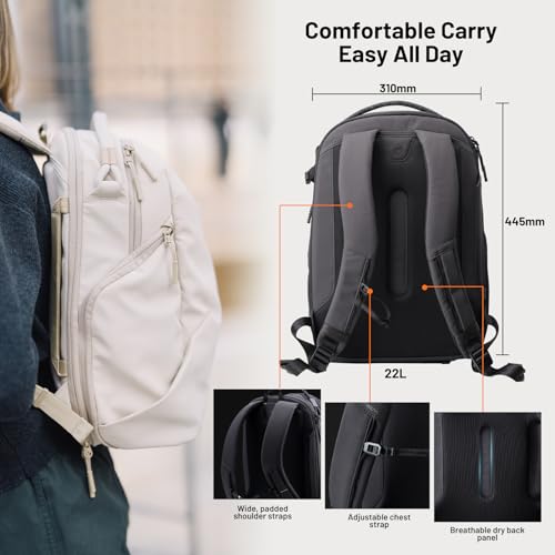 PGYTECH OneGo Lite Camera Backpack 22L Lightweight Waterproof Bag for Urban Photography and Travel Compatible with Sony/Canon/Nikon/DSLR / Digital - Matte Black
