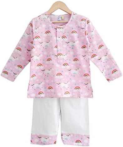 Frangipani Kids Printed Unicorn and Kurta Style Pyjama Set