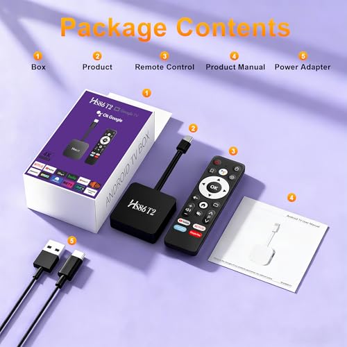 Android TV Stick 14.0, Smart TV Stick 2GB RAM 16GB ROM RK3518 Chip, Dual WiFi 2.4G/5.8G, BT5.0, HDMI 2.0 & HD 4K, Voice Remote Support for Video and Audio, Black 2026