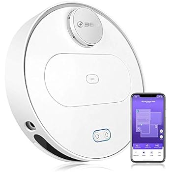 360 Robot Vacuum and Mop Cleaner, Compatible with Alexa, Intelligent Cleaning with 1800Pa Super Power Suction, Laser Navigating, Multi-Map Management, Up to 110Min for Pet Hair, Carpet and Hard Floor