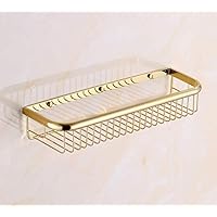 WENDONG 11.81 Inch Brass Shower Caddy with Concealed Installation Screws,Rustproof Bathroom Caddy Wall Shelves,Kitchen Storage Basket Holder (Color : Gold, Size : 45cm)