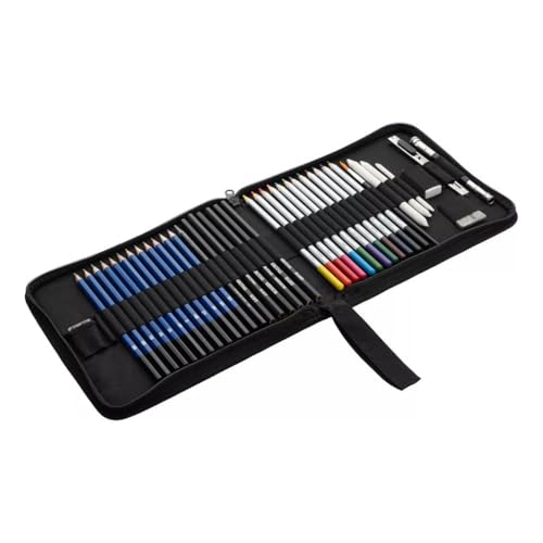 Conjunto Profissional De Lápis De Cor Para Desenho E Esboço Com 41 Unidades, Lápis De Cor Grafite, Ferramenta De Haste De Carvão, Estojo Lona com Zíper, Para Crianças Adultos, Adolescentes E Artistas