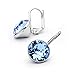 MYJS Bella Rhodium Plated Mini Drop Earrings with Light Sapphire Blue Swarovski Crystals