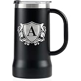 Onebttl Personalized Beer Stein, Beer Mug with Handle - Gifts for Beer Lovers, Men Who Have Everything on Birthday, Christmas - Customized Monogram 24 oz Double Wall Stainless Steel Cup, A