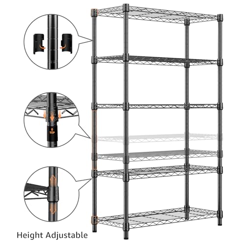 M MZG Heavy Duty Metal Shelving Unit with 5 Levels, up to 567 kg, Adjustable Shelves for Garage, Workshop and Warehouse, Studio, Black, 35 x 60 x 159 cm