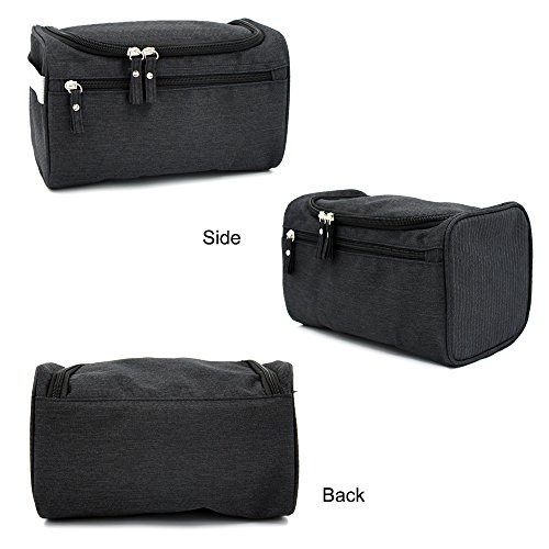 Travel Toiletry Bag Waterproof Zip Organizer Hanging Cosmetic Makeup Shower Bag With Large Compartment for Men Women for Trip Vacation Gym (Black)