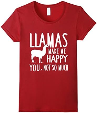 Women's Llamas Make Me Happy You Not So Much Llamas T-Shirt Small Cranberry