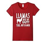 Women's Llamas Make Me Happy You Not So Much Llamas T-Shirt Small Cranberry