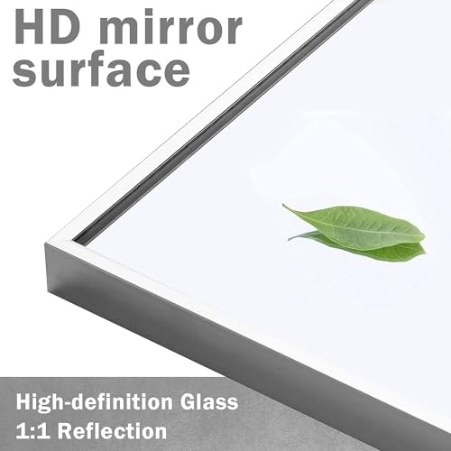 CAMLEO Full Length Mirror 16.6" x 60" rectangle Aluminum alloy Large Standing Dressing Mirror Hanging Leaning Against Wall Mounted Mirror with Stand for Bedroom Locker Room Living Room (silvery white)